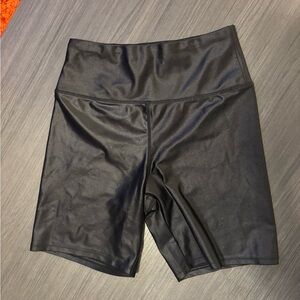 Francesca’s Blue Rain Black Sparkly Sport Spandex Shorts